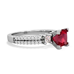 Lab Ruby Classic 6Mm Princess Engagement 14K White Gold ring R26436SQ