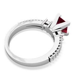 Lab Ruby Classic 6Mm Princess Engagement 14K White Gold ring R26436SQ