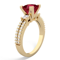 Lab Ruby Classic 6Mm Princess Engagement 14K Yellow Gold ring R26436SQ