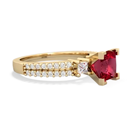 Lab Ruby Classic 6Mm Princess Engagement 14K Yellow Gold ring R26436SQ