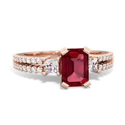 Lab Ruby Classic 7X5mm Emerald-Cut Engagement 14K Rose Gold ring R26437EM