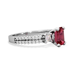 Lab Ruby Classic 7X5mm Emerald-Cut Engagement 14K White Gold ring R26437EM