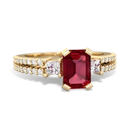 Lab Ruby Classic 7X5mm Emerald-Cut Engagement 14K Yellow Gold ring R26437EM