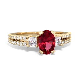 Lab Ruby Classic 7X5mm Oval Engagement 14K Yellow Gold ring R26437VL