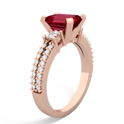 Lab Ruby Classic 8X6mm Emerald-Cut Engagement 14K Rose Gold ring R26438EM