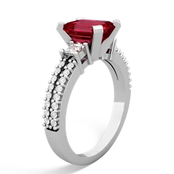 Lab Ruby Classic 8X6mm Emerald-Cut Engagement 14K White Gold ring R26438EM