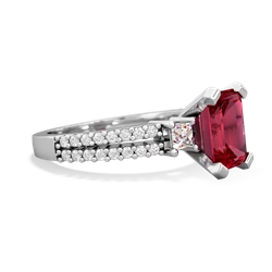 Lab Ruby Classic 8X6mm Emerald-Cut Engagement 14K White Gold ring R26438EM