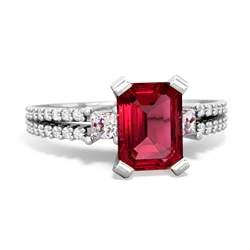 Lab Ruby Classic 8X6mm Emerald-Cut Engagement 14K White Gold ring R26438EM