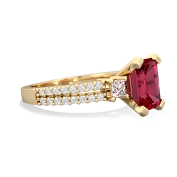 Lab Ruby Classic 8X6mm Emerald-Cut Engagement 14K Yellow Gold ring R26438EM