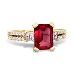 Lab Ruby Classic 8X6mm Emerald-Cut Engagement 14K Yellow Gold ring R26438EM