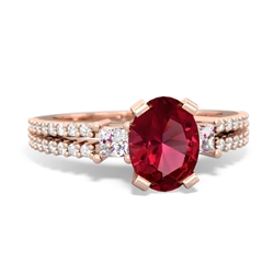 Lab Ruby Classic 8X6mm Oval Engagement 14K Rose Gold ring R26438VL