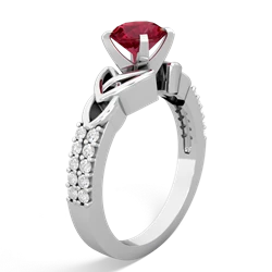 Lab Ruby Celtic Knot Engagement 14K White Gold ring R26446RD
