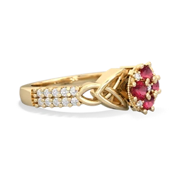 Lab Ruby Celtic Knot Cluster Engagement 14K Yellow Gold ring R26443RD
