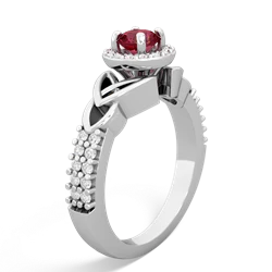 Lab Ruby Celtic Knot Halo 14K White Gold ring R26445RH