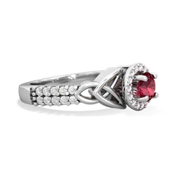 Lab Ruby Celtic Knot Halo 14K White Gold ring R26445RH