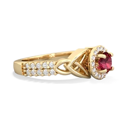 Lab Ruby Celtic Knot Halo 14K Yellow Gold ring R26445RH