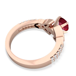 Lab Ruby Celtic Knot 6Mm Round Engagement 14K Rose Gold ring R26446RD