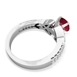 Lab Ruby Celtic Knot 6Mm Round Engagement 14K White Gold ring R26446RD