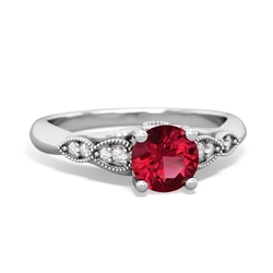 Lab Ruby Antique Elegance 14K White Gold ring R3100