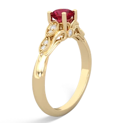 Lab Ruby Antique Elegance 14K Yellow Gold ring R3100