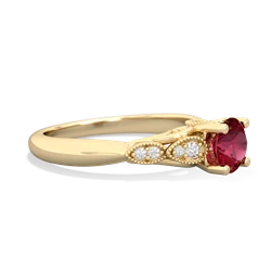 Lab Ruby Antique Elegance 14K Yellow Gold ring R3100