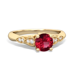 Lab Ruby Antique Elegance 14K Yellow Gold ring R3100