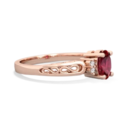 Lab Ruby Filligree Scroll Oval 14K Rose Gold ring R0812