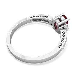 Lab Ruby Filligree Scroll Oval 14K White Gold ring R0812