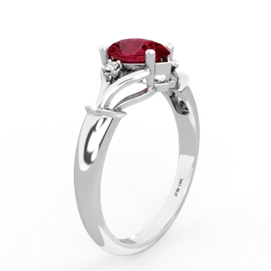 Lab Ruby Precious Pear 14K White Gold ring R0826