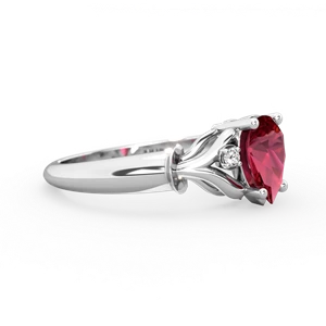 Lab Ruby Precious Pear 14K White Gold ring R0826
