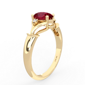 Lab Ruby Precious Pear 14K Yellow Gold ring R0826