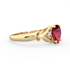Lab Ruby Precious Pear 14K Yellow Gold ring R0826