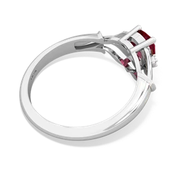 Lab Ruby Precious Pear 14K White Gold ring R0826