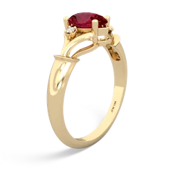 Lab Ruby Precious Pear 14K Yellow Gold ring R0826