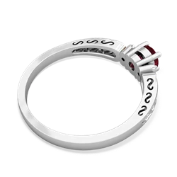 Lab Ruby Filligree Scroll Round 14K White Gold ring R0829