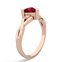 Lab Ruby Trillion Twist 14K Rose Gold ring R2104