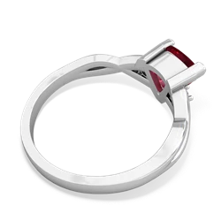 Lab Ruby Trillion Twist 14K White Gold ring R2104