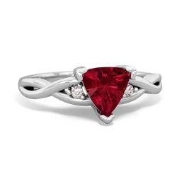 Lab Ruby Trillion Twist 14K White Gold ring R2104