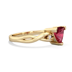 Lab Ruby Trillion Twist 14K Yellow Gold ring R2104