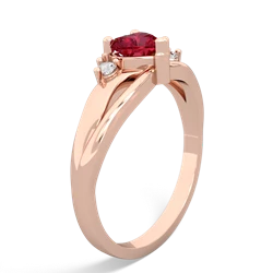 Lab Ruby Split Band Swirl 14K Rose Gold ring R2130