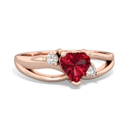 Lab Ruby Split Band Swirl 14K Rose Gold ring R2130