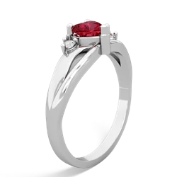 Lab Ruby Split Band Swirl 14K White Gold ring R2130