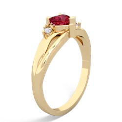 Lab Ruby Split Band Swirl 14K Yellow Gold ring R2130