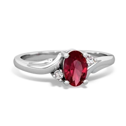 Lab Ruby Elegant Swirl 14K White Gold ring R2173