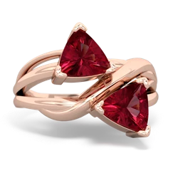 Lab Ruby Split Band Swirl 14K Rose Gold ring R2341