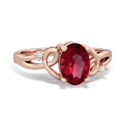Lab Ruby Swirls 14K Rose Gold ring R2347