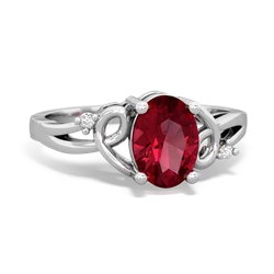Lab Ruby Swirls 14K White Gold ring R2347