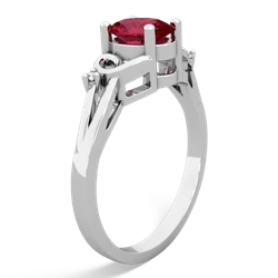 Lab Ruby Swirls 14K White Gold ring R2347