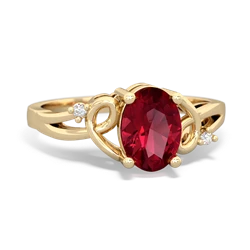 Lab Ruby Swirls 14K Yellow Gold ring R2347