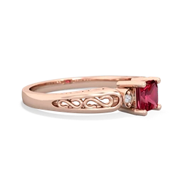 Lab Ruby Filligree Scroll Square 14K Rose Gold ring R2430